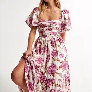 Abercrombie Emerson Poplin Puff Midi Dress